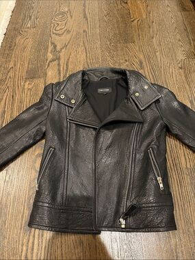 Mackage Women’s Black Leather Biker Jacket